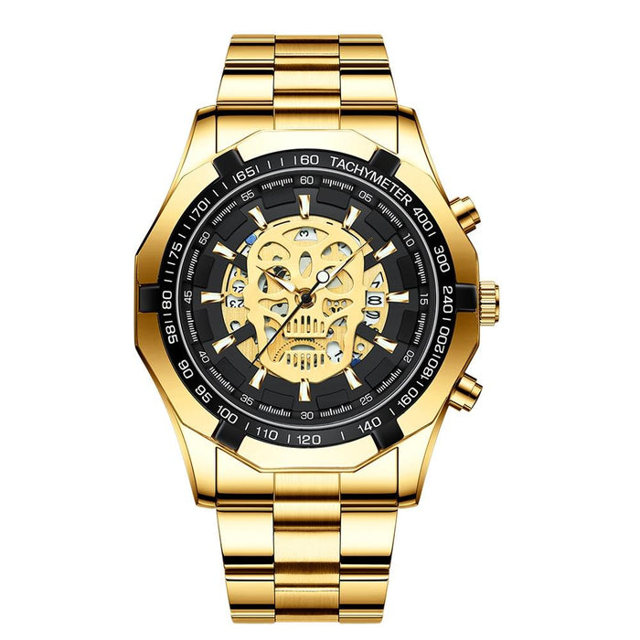 S034 30M Waterproof Quartz Skull Skeleton Luminous Watch