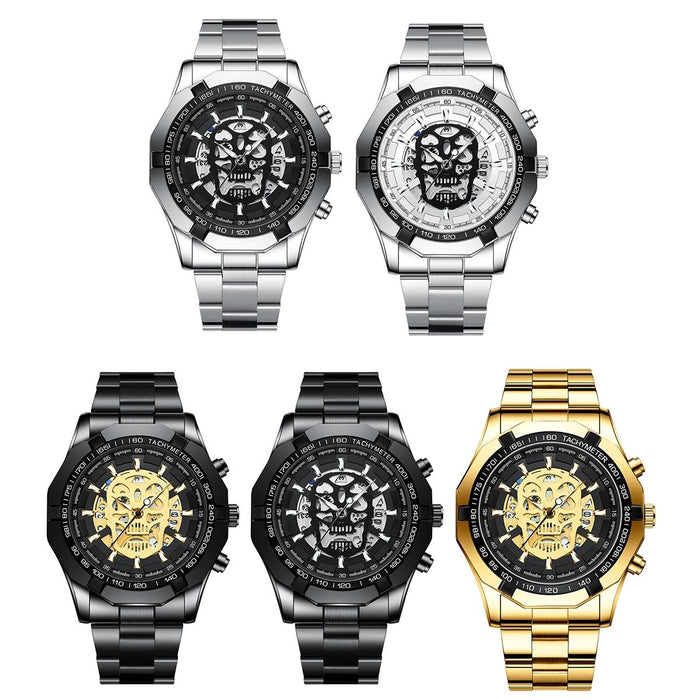 S034 30M Waterproof Quartz Skull Skeleton Luminous Watch