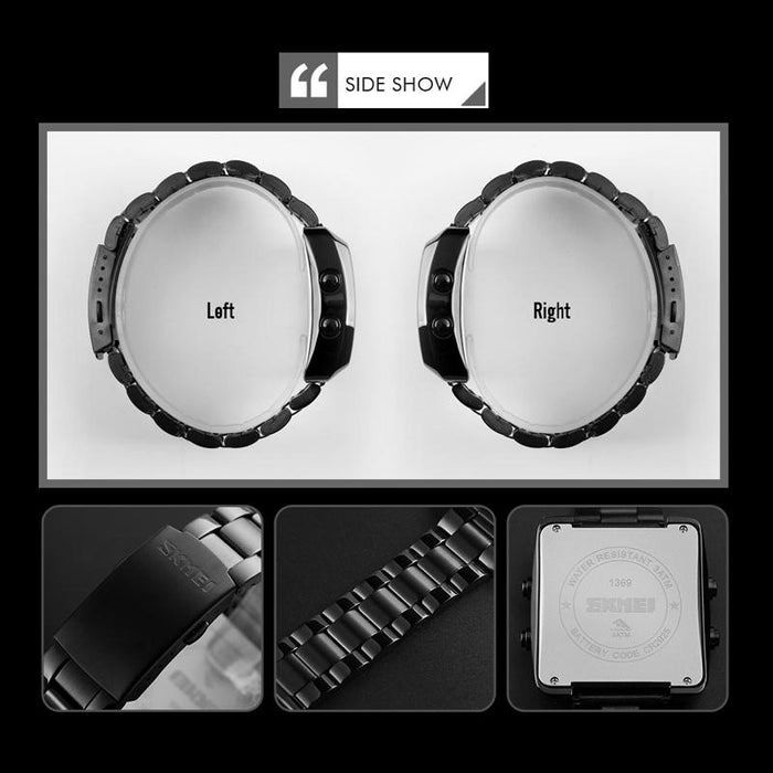 1369 Retro Waterproof Gold Men Steel Belt Luminous Square Watch