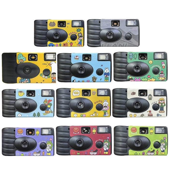 27 Pcs New Year Retro Film Camera Waterproof Cartoon Decorative Stickers Without Camera