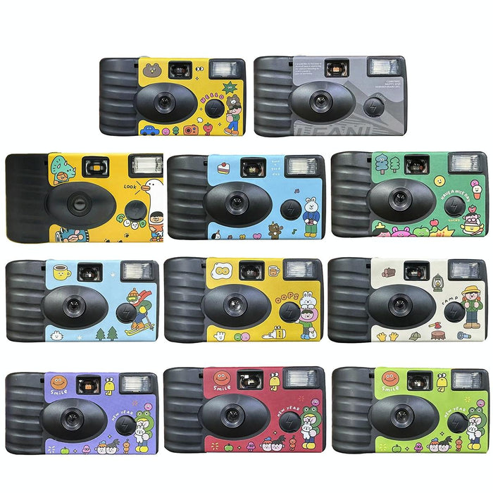 27 Pcs New Year Retro Film Camera Waterproof Cartoon Decorative Stickers Without Camera