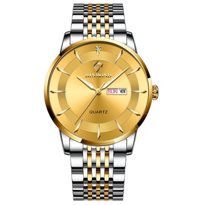 B2077 30M Waterproof Quartz Luminous Butterfly Buckle Men Steel Belt Watch