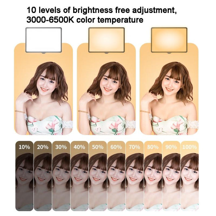 10 Inch 3000-6500K Three-Colour Temperature Photography Flat-Panel Live Fill Light - 0.5M Bracket