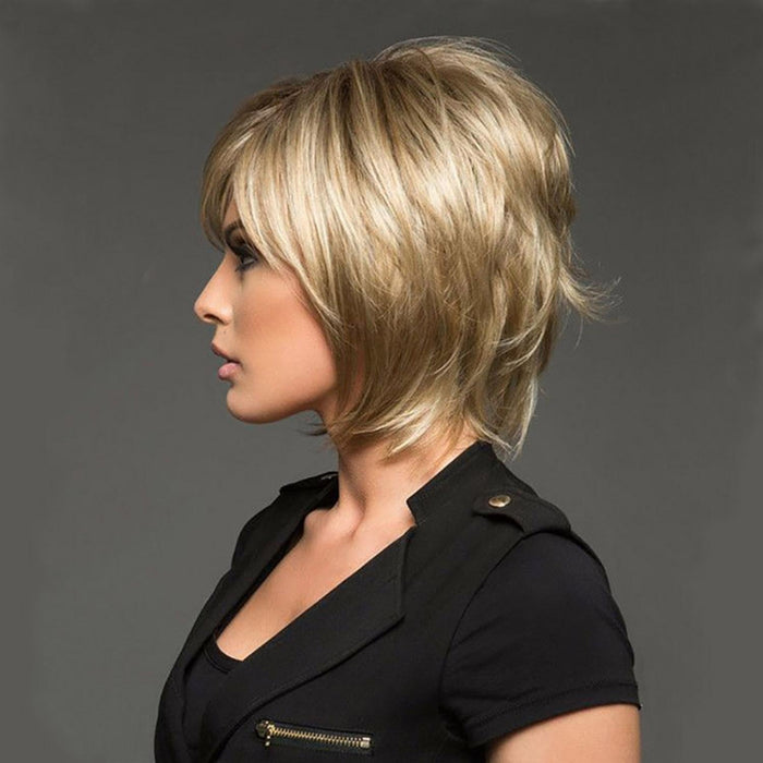 Silk Curly Short Hair Wig Light Gold For Women