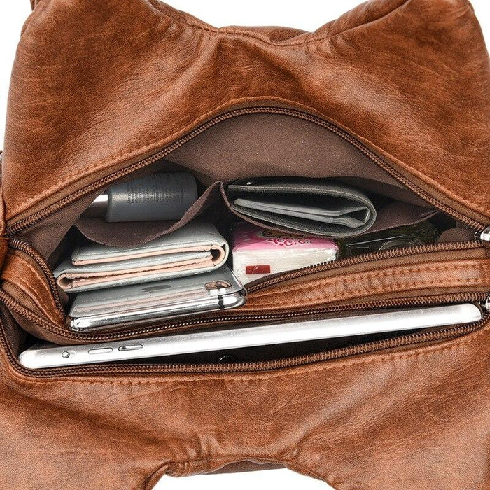 Grey Soft Leather Motorcycle Bag For Women