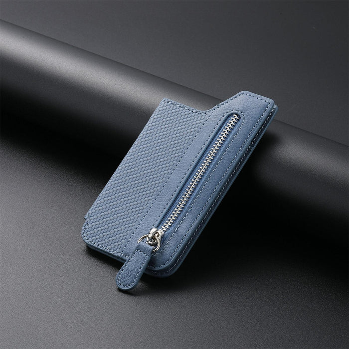 Leather Phone Card Holder With Zipper Flap