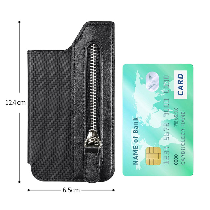 Leather Phone Card Holder With Zipper Flap