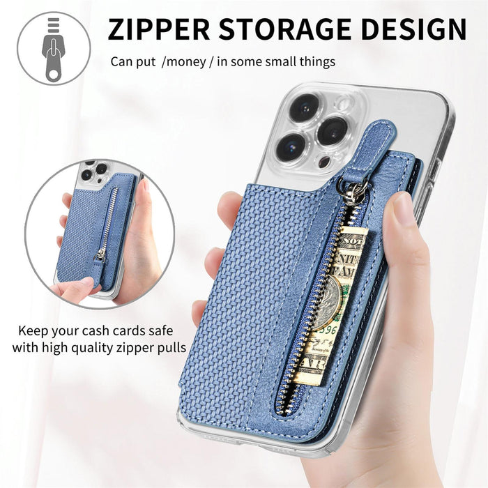Leather Phone Card Holder With Zipper Flap