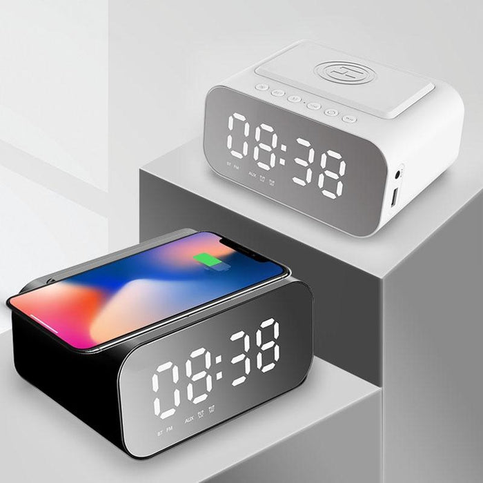 15W Led Clock Wireless Charging Bluetooth Speaker Multifunctional Smart Mirror Alarm Clock Audio