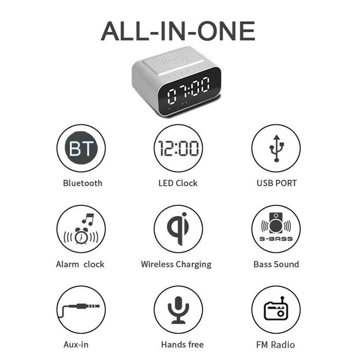 15W Led Clock Wireless Charging Bluetooth Speaker Multifunctional Smart Mirror Alarm Clock Audio