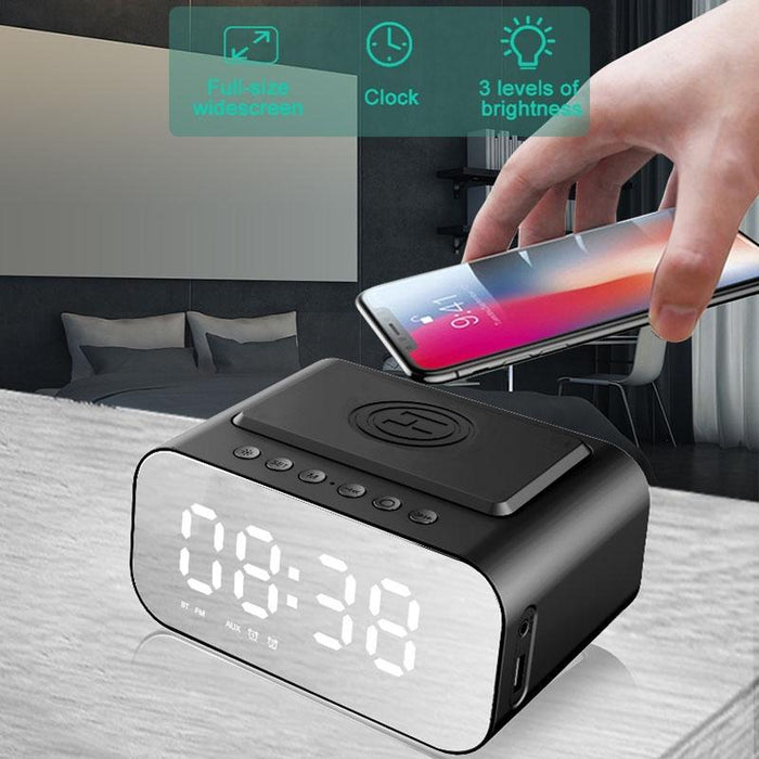 15W Led Clock Wireless Charging Bluetooth Speaker Multifunctional Smart Mirror Alarm Clock Audio