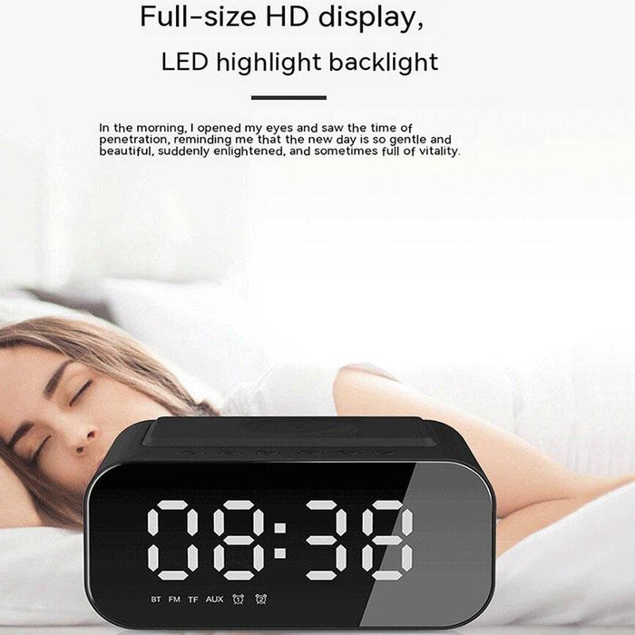 15W Led Clock Wireless Charging Bluetooth Speaker Multifunctional Smart Mirror Alarm Clock Audio