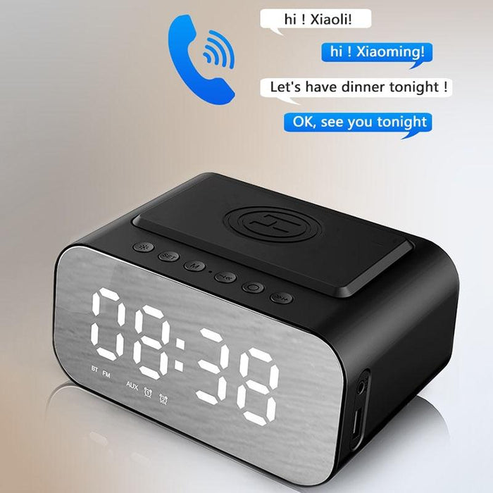 15W Led Clock Wireless Charging Bluetooth Speaker Multifunctional Smart Mirror Alarm Clock Audio