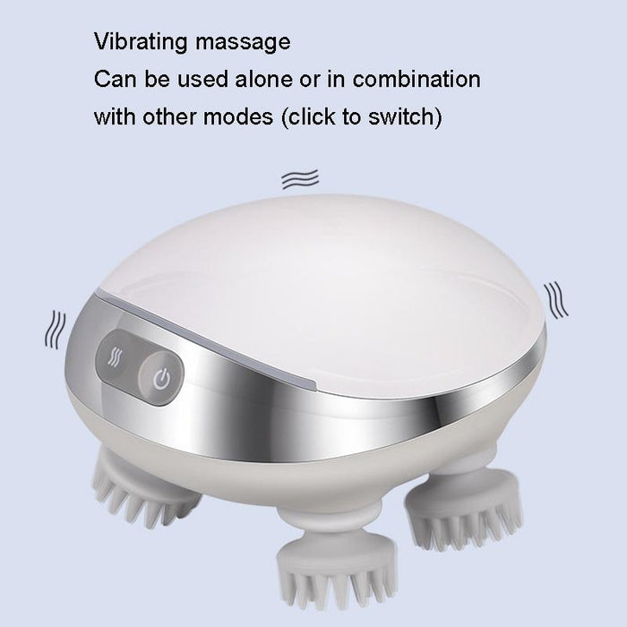 Electric Head Massager With Hot Compress & Vibration Waterproof English Version