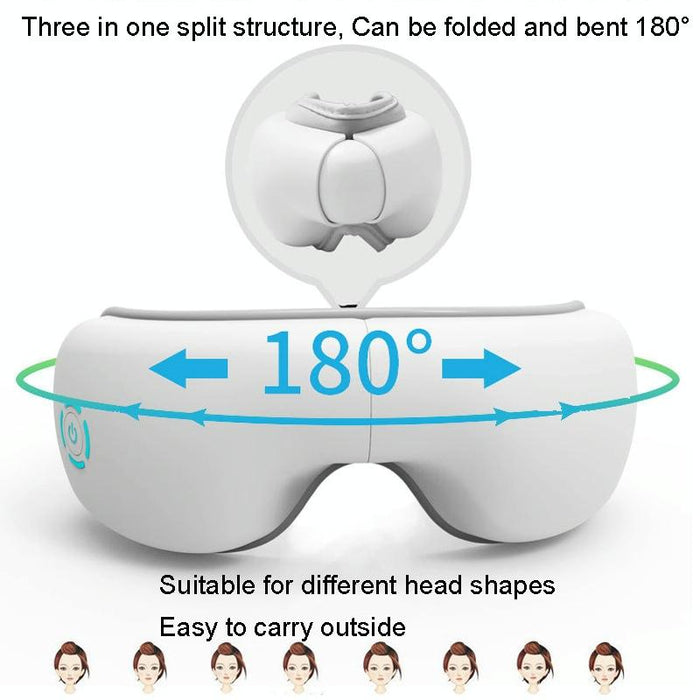 Intelligent Wireless Eye Massager With Vibration & Hot Compress White