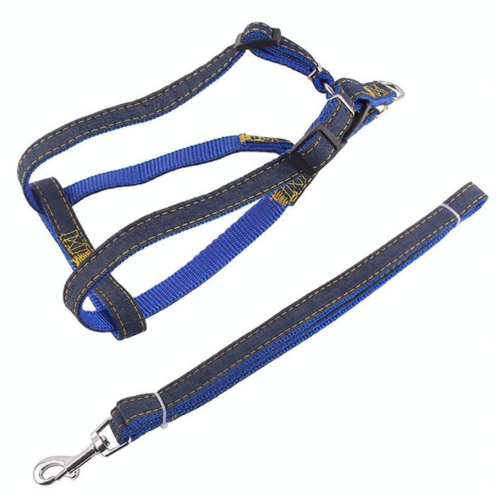 Strong Denim Dog Leash Set Size L