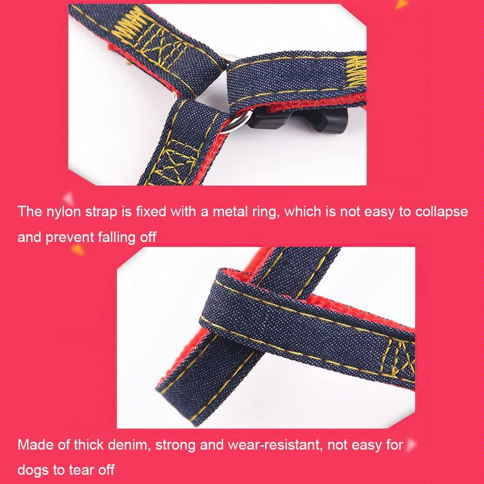 Strong Denim Dog Leash Set Size L