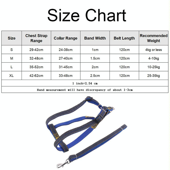 Strong Denim Dog Leash Set Size L
