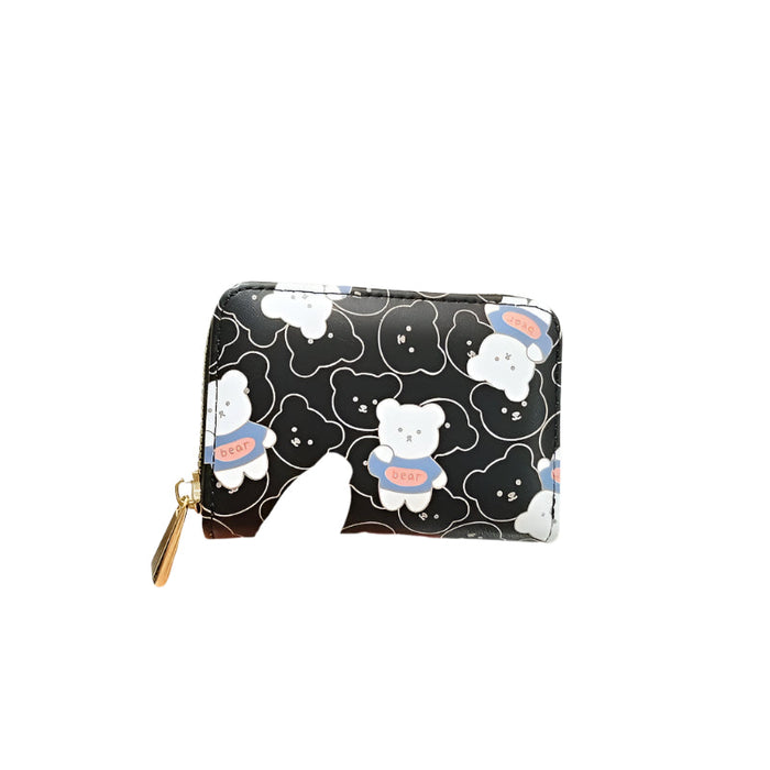 Cute Bear Print Multi Slot Card Holder Anti Degaussing Design