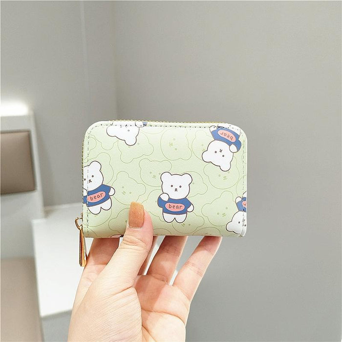 Cute Bear Print Multi Slot Card Holder Anti Degaussing Design