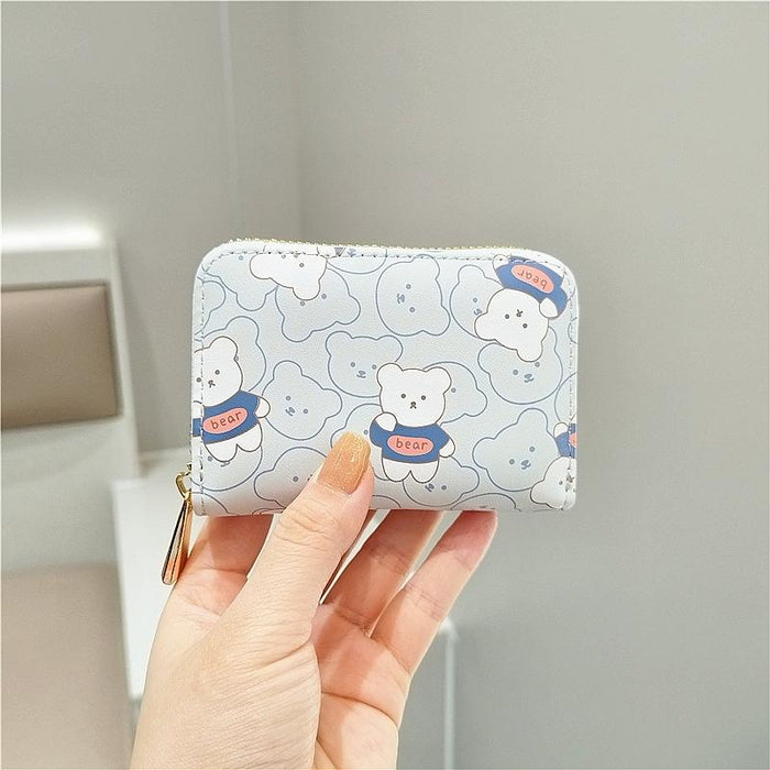 Cute Bear Print Multi Slot Card Holder Anti Degaussing Design