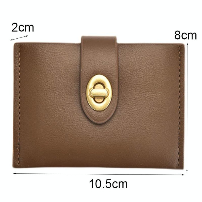 Mini Retro Lock Coin Purse Multi Slot Pu Leather Card Bag