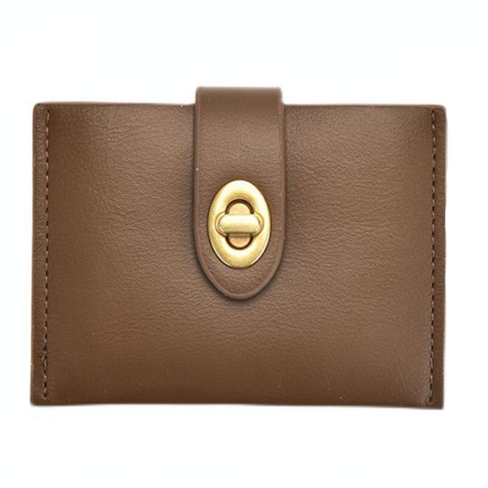 Mini Retro Lock Coin Purse Multi Slot Pu Leather Card Bag