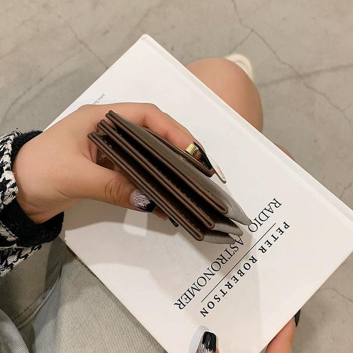 Mini Retro Lock Coin Purse Multi Slot Pu Leather Card Bag