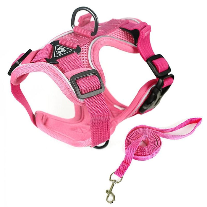 Reflective Pet Harness Set With Traction Rope Size L