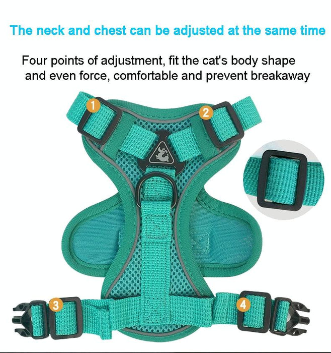 Reflective Pet Harness Set With Traction Rope Size L