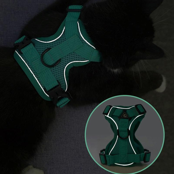 Reflective Pet Harness Set With Traction Rope Size L