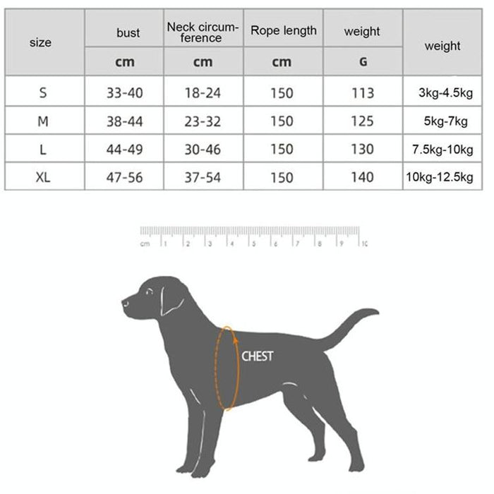 Reflective Pet Harness Set With Traction Rope Size L