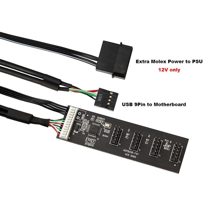 9Pin To 4 9Pin Usb 2.0 Hub For Internal Motherboard 4Pin Powered
