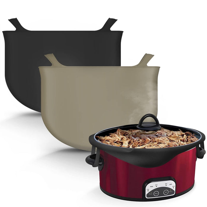 6Qt Reusable Silicone Slow Cooker Liners Leakproof Black