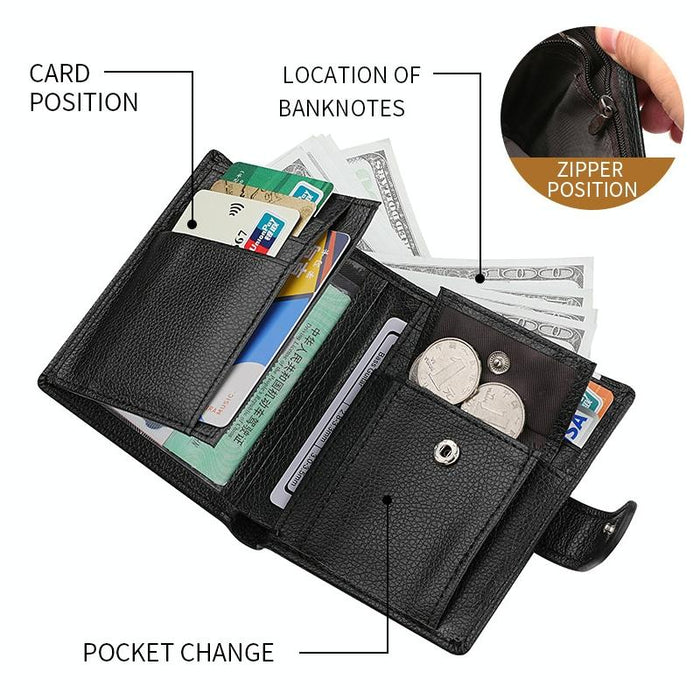 Men Vertical Coin Purse With Buckle And Zipper Card Holder And Driver License Protector