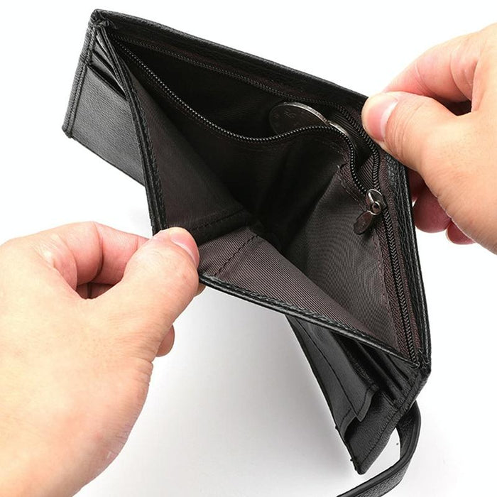 Men Vertical Coin Purse With Buckle And Zipper Card Holder And Driver License Protector