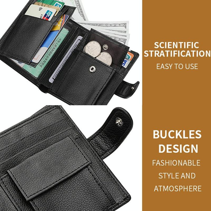 Men Vertical Coin Purse With Buckle And Zipper Card Holder And Driver License Protector