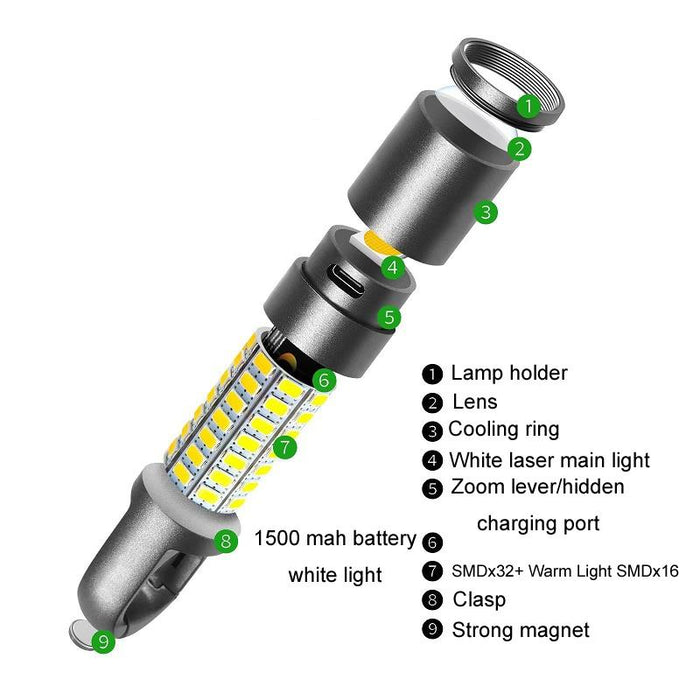Telescopic Laser Flashlight For Outdoor Warning H20