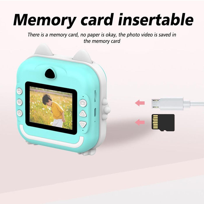 Children Instant Camera Mini Thermal Hd Printer Video Photo Digital Camera - 16G Blue