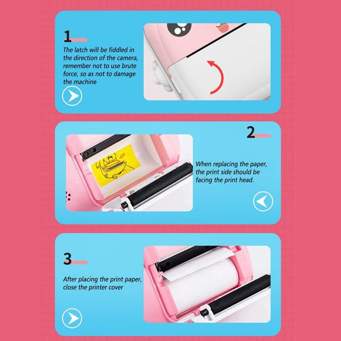 Children Instant Camera Mini Thermal Hd Printer Video Photo Digital Camera - 16G Blue