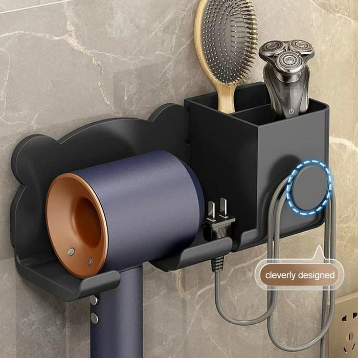 Wall Mounted Holder For Dyson Hair Dryer Bathroom Storage Rack Simple Black