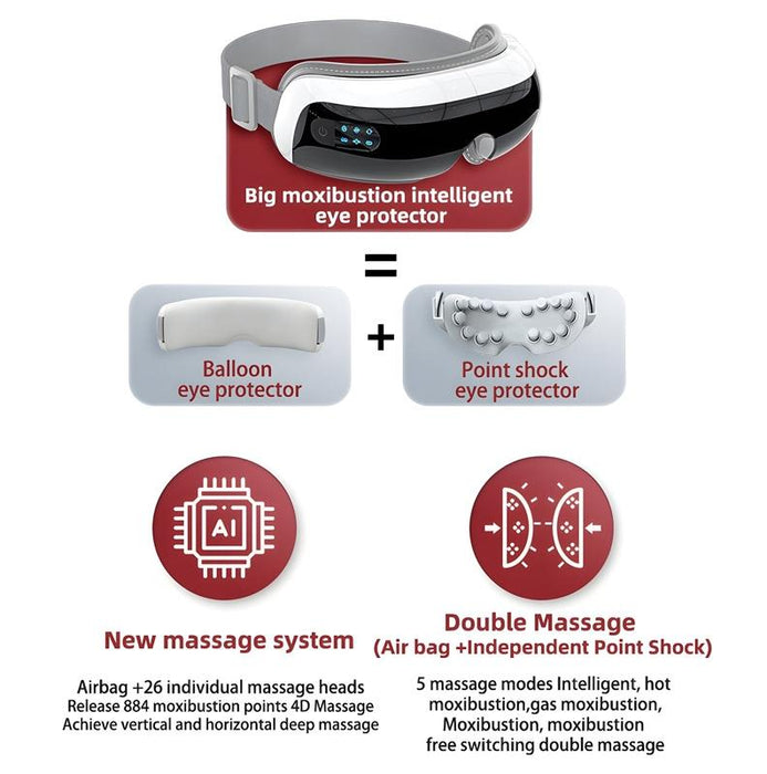 Adjustable Eye Massager With Hot Compress Black