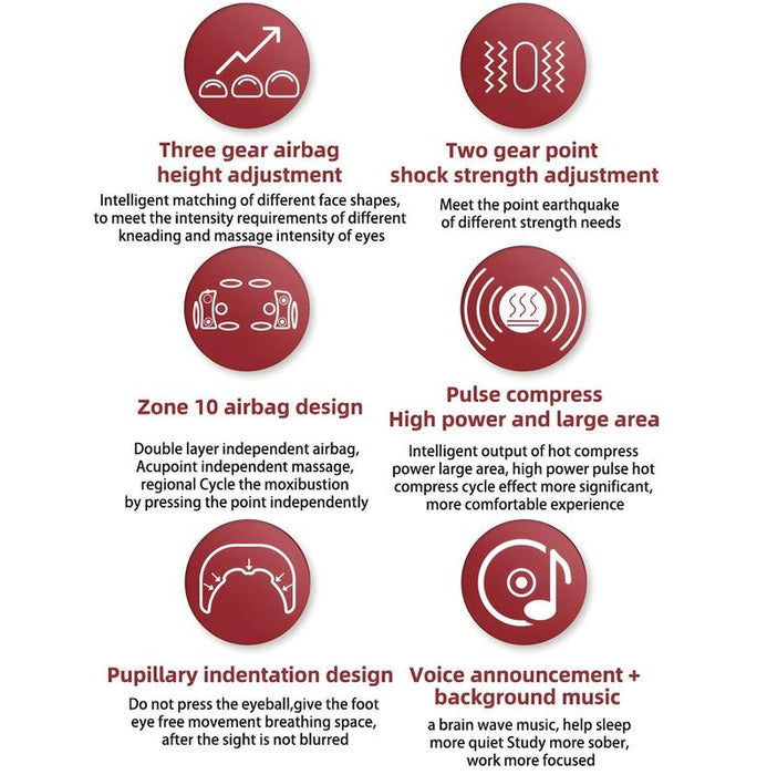 Adjustable Eye Massager With Hot Compress Black