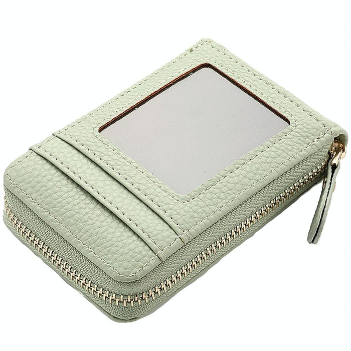 Multi Slot Short Card Holder With Zipper Coin Purse Pu Leather