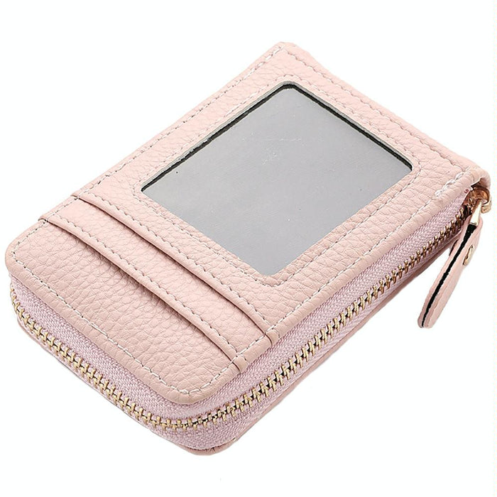Multi Slot Short Card Holder With Zipper Coin Purse Pu Leather