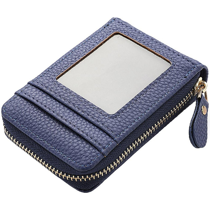 Multi Slot Short Card Holder With Zipper Coin Purse Pu Leather