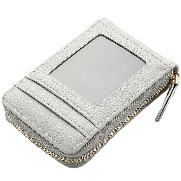 Multi Slot Short Card Holder With Zipper Coin Purse Pu Leather