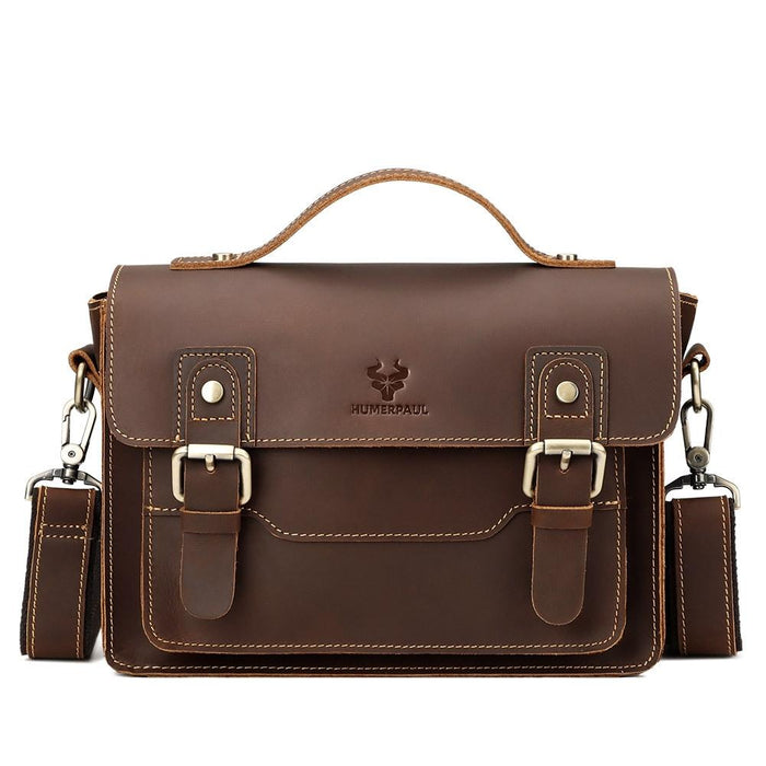 Retro Leather Men Crossbody Bag Small Square