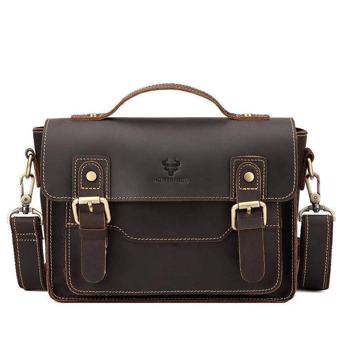 Retro Leather Men Crossbody Bag Small Square