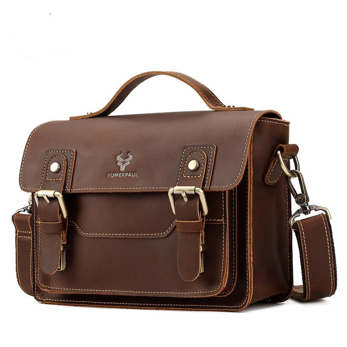 Retro Leather Men Crossbody Bag Small Square